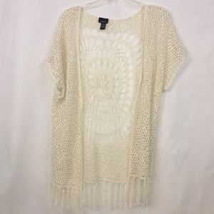 Long Knitted Off White Cardigan